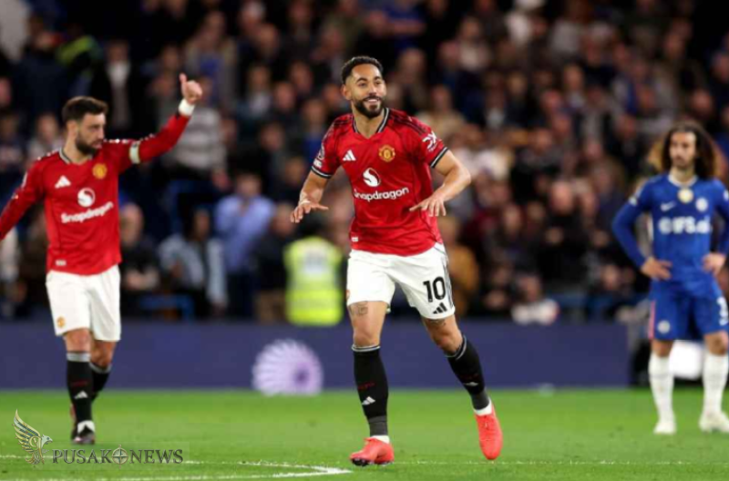 Matheus Cunha mencetak satu-satunya gol dalam kemenangan 1-0 Manchester United atas Chelsea pada hari Sabtu.
©PusakoNews.com/red