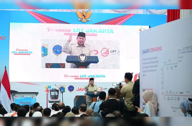 Presiden Prabowo Subianto meresmikan LRT Jakarta Jalur Kelapa Gading–Manggarai di Stasiun LRT Manggarai, Jakarta Selatan, pada Rabu, 16 September 2026