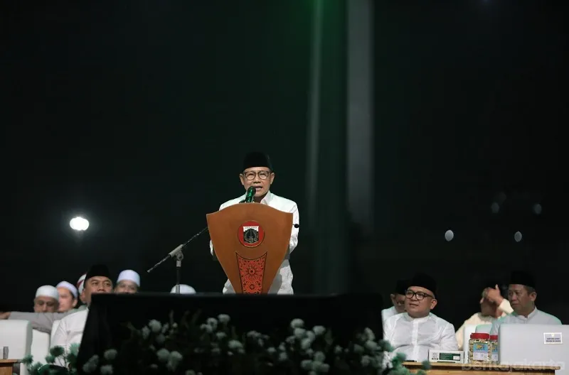 Menko bidang Pemberdayaan Masyarakat, Muhaimin Iskandar memberikan sambutan