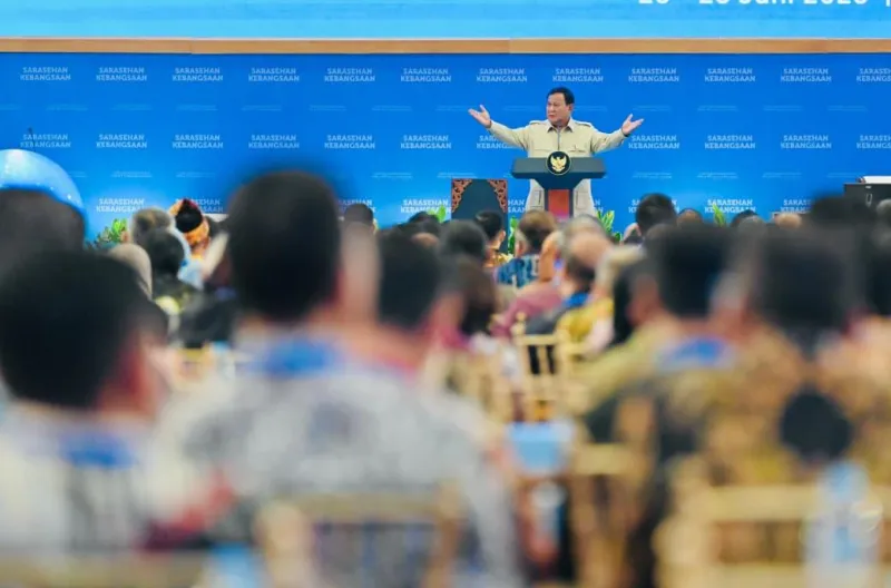 Presiden Prabowo Subianto membuka Sarasehan Kebangsaan Konvensi Sains, Teknologi, dan Industri Indonesia (KSTI) Tahun 2026 yang digelar di Jakarta International Convention Center (JICC), Jakarta, pada Jumat, 26 Juni 2026.