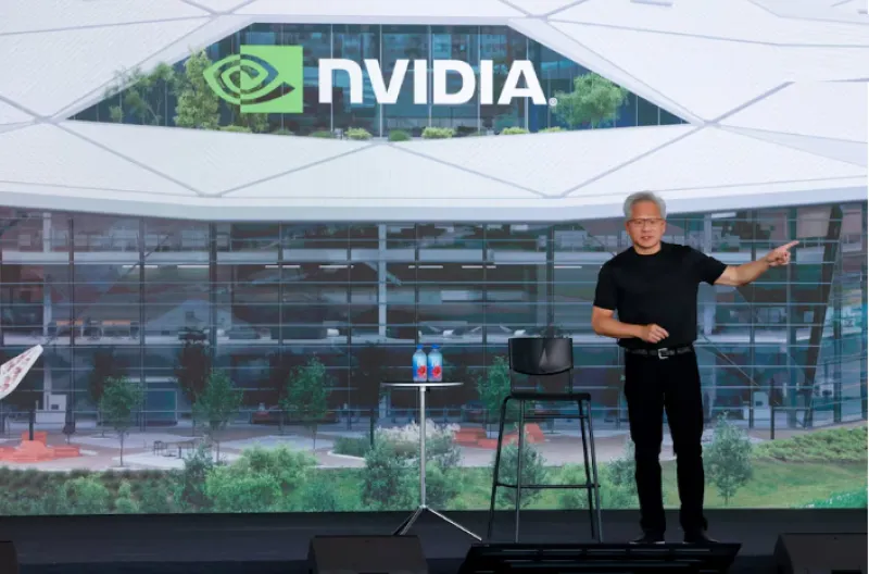 CEO Nvidia Jensen Huang menyampaikan pidato pada Perayaan Seluruh Karyawan Constellation di Taipei, Taiwan 27 Mei 2026