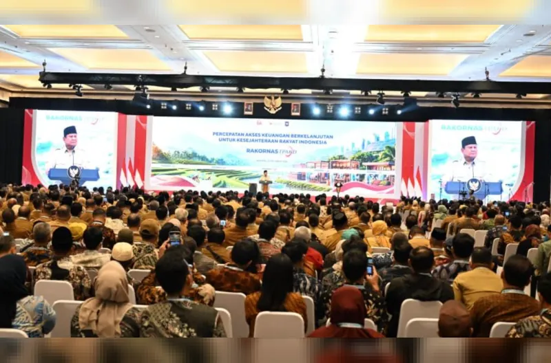 Presiden Prabowo Subianto memberikan sambutannya di JIEXPO Kemayoran, Jakarta, pada Kamis, 22 Oktober 2026.
