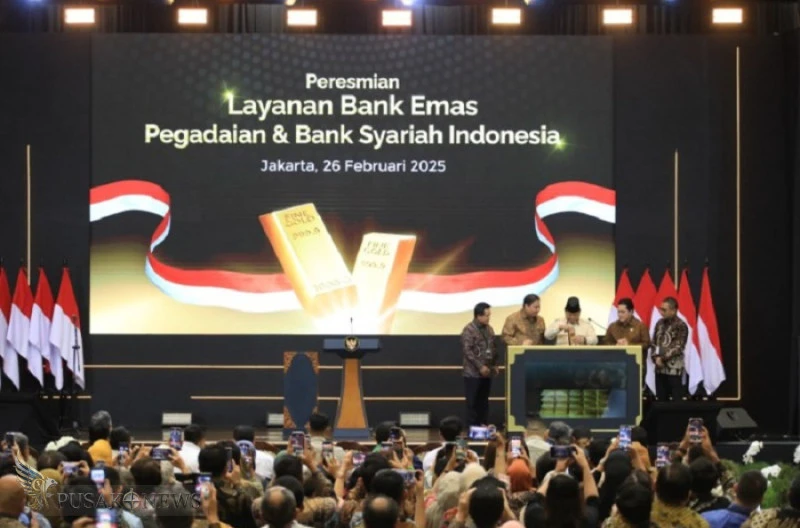 Presiden Prabowo Subianto pada 26 Februari 2025 di Pegadaian Tower Jakarta, Layanan Bank Emas Pegadaian
©PusakoNews.com/red