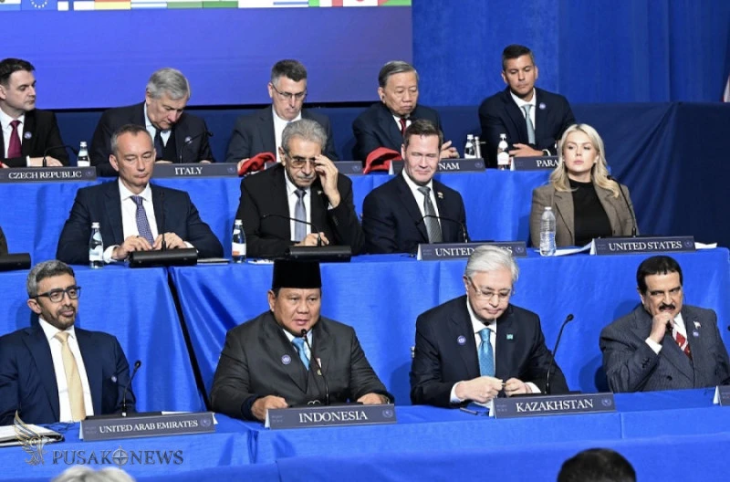 Presiden Republik Indonesia Prabowo Subianto menyampaikan sambutan pada Inaugural Meeting Board of Peace 
©PusakoNews.com/red