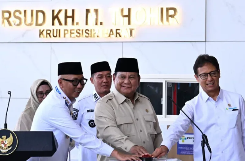 Presiden Prabowo Subianto meresmikan Rumah Sakit Umum Daerah (RSUD) K.H. Muhammad Thohir Krui di Kabupaten Pesisir Barat, Provinsi Lampung, pada Rabu, 10 Juni 2026
