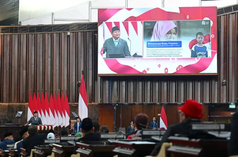 Presiden Prabowo menyampaikan Keterangan Pemerintah atas Rancangan Undang-Undang (RUU) tentang APBN Tahun Anggaran 2027 beserta Nota Keuangan dan dokumen pendukungnya, dalam Rapat Paripurna Pembukaan Masa Persidangan I DPR RI Tahun Sidang 2026–2027 di Ged