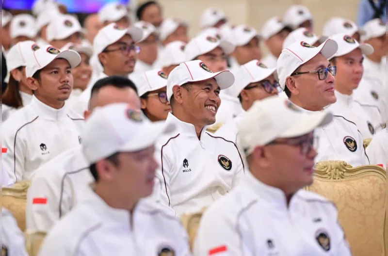 Presiden Prabowo Subianto menyampaikan sambutannya saat melepas Kontingen Indonesia menuju Asian Games di Istana Negara, Jakarta, pada Rabu, 9 September 2026.