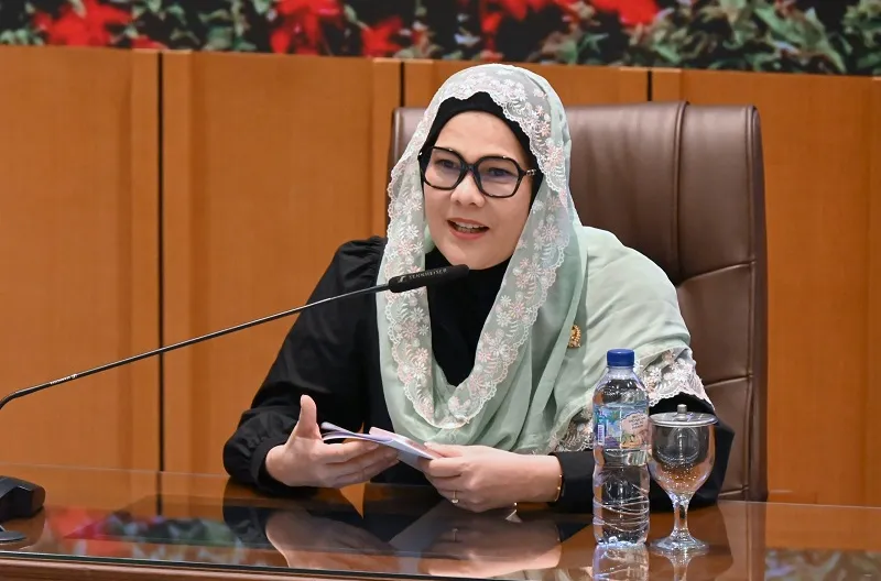 Anggota Komisi VII DPR RI, Eva Monalisa, dalam diskusi Dialektika Demokrasi di Gedung Nusantara, Senayan, DPR RI, Jakarta, Selasa (26/5/2026)