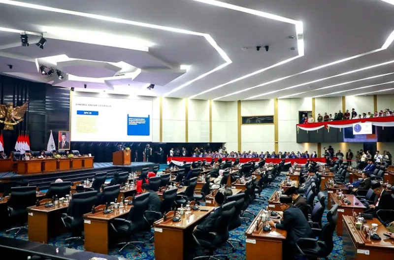 Suasana pelaksanaan Rapat Paripurna DPRD DKI Jakarta