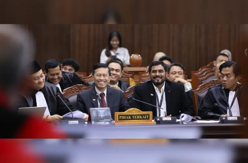 Tim Hukum Militan Gerakan Bersama Rakyat selaku Pihak Terkait menyampaikan keterangan pada pemeriksaan persidangan Perselisihan Hasil Pemilihan Umum, Rabu (23/09) di Ruang Sidang MK.
