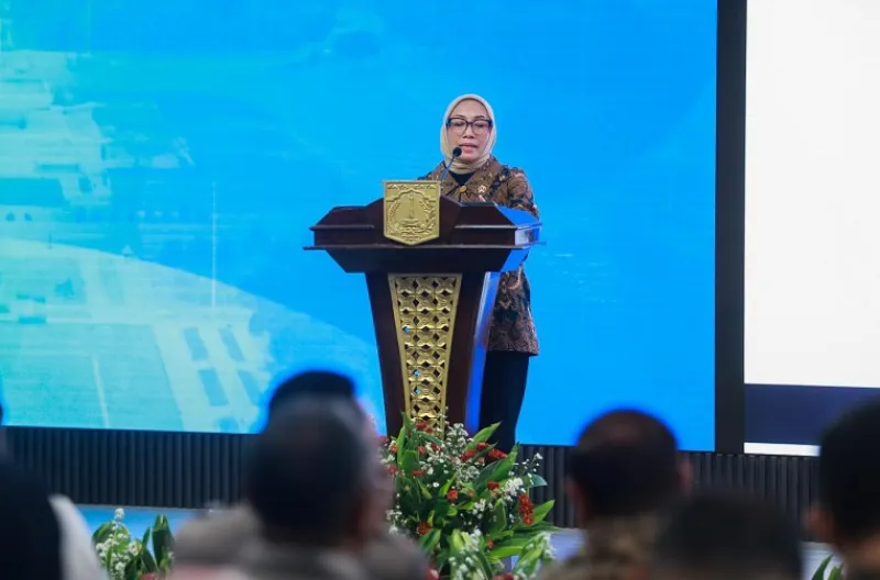 Menteri Pemberdayaan Perempuan dan Perlindungan Anak (PPPA) RI, Arifah Fauzi memberikan sambutan