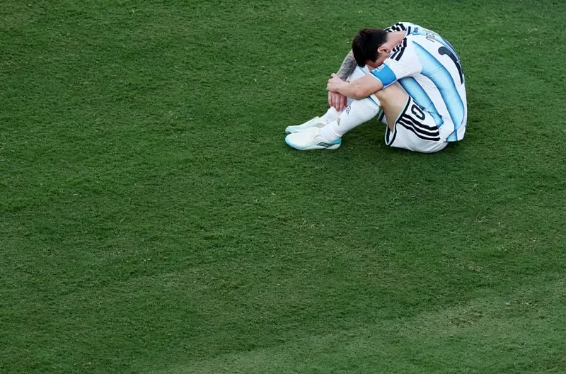 Messi tampak kecewa setelah pertandingan