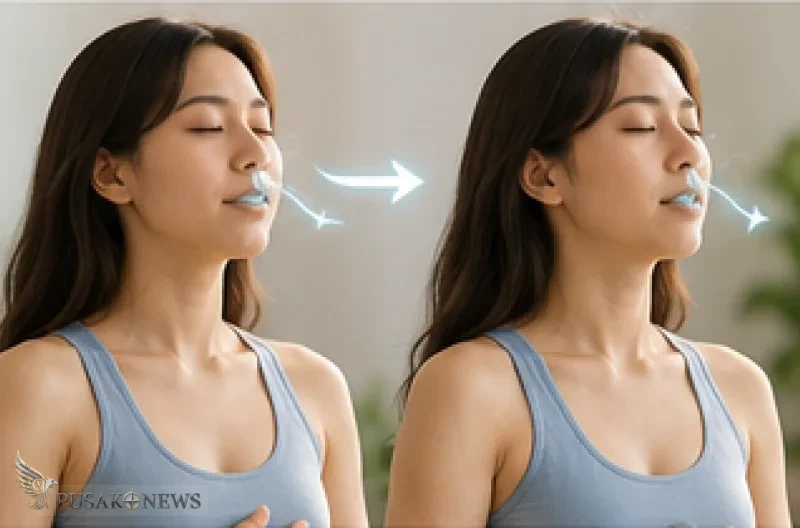 Teknik ini diawali dengan dua kali menarik napas melalui hidung, kemudian diakhiri dengan satu kali embusan napas panjang melalui mulut.