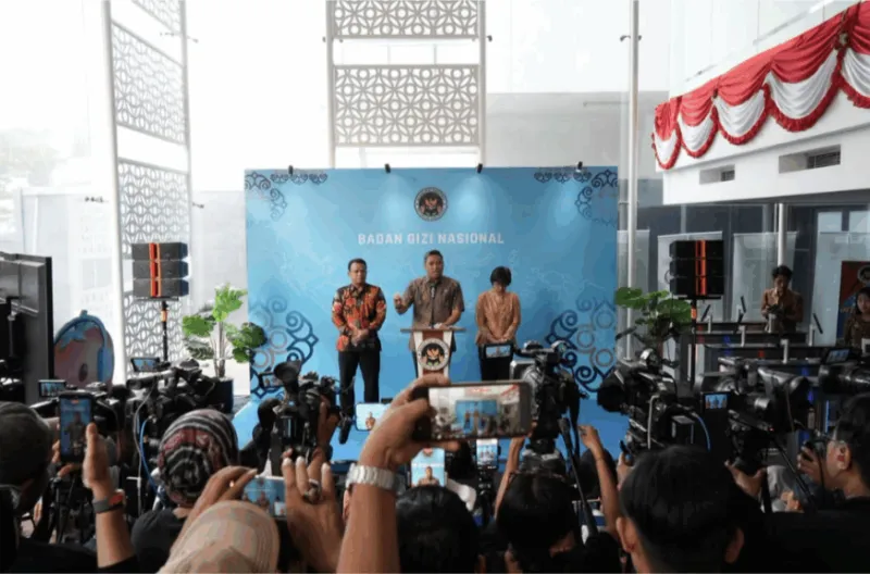 Kepala BGN Sudaryono dalam konferensi pers di Jakarta, Jumat (31/7)