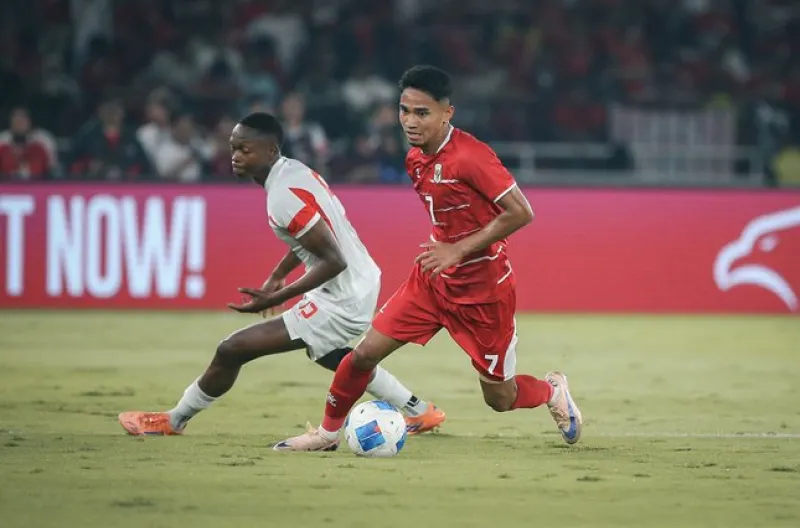 Aksi Marselino Ferdinan di laga uji coba internasional Timnas Indonesia vs Mozambik, 9 Juni 2026