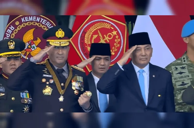 Kapolri Suyudi Ario Seto menghadiri upacara HUT ke-81 TNI di Mabes TNI, Cilangkap, Jakarta Timur, Senin, 5 Oktober 2026.