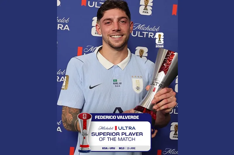 Pemain Terbaik Pertandingan Michelob Ultra Superior, Federico Valverde (Uruguay)