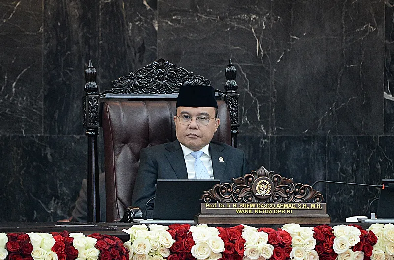 Wakil Ketua DPR RI Sufmi Dasco Ahmad di Gedung Nusantara III, Kompleks Parlemen, Senayan, Jakarta, Jumat (14/8/2026)