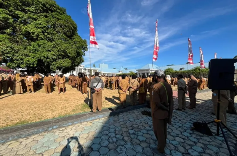 Apel Gabungan ASN Pemerintah Kabupaten Nabire pada Senin (3/8/2026)