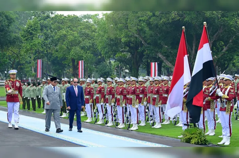Presiden Republik Indonesia Prabowo Subianto menerima kunjungan kenegaraan Presiden Republik Arab Mesir Abdel Fattah El-Sisi di Istana Merdeka, Jakarta, pada Minggu, 11 Oktober 2026