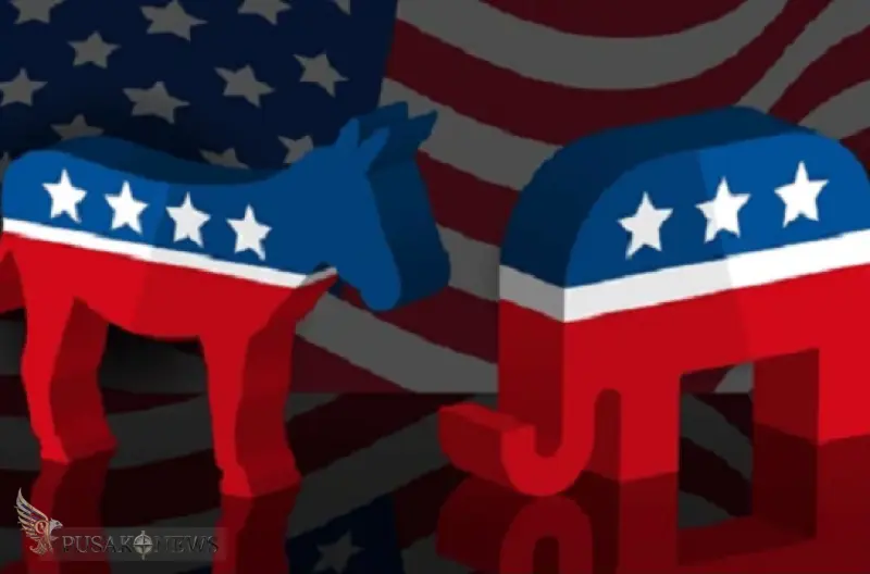 Ilustrasi simbol Partai Demokrat dan Partai Republik Amerika Serikat
©PusakoNews.com/red