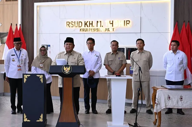 Presiden Prabowo Subianto meresmikan Rumah Sakit Umum Daerah (RSUD) K.H. Muhammad Thohir Krui di Kabupaten Pesisir Barat, Provinsi Lampung, pada Rabu, 10 Juni 2026
