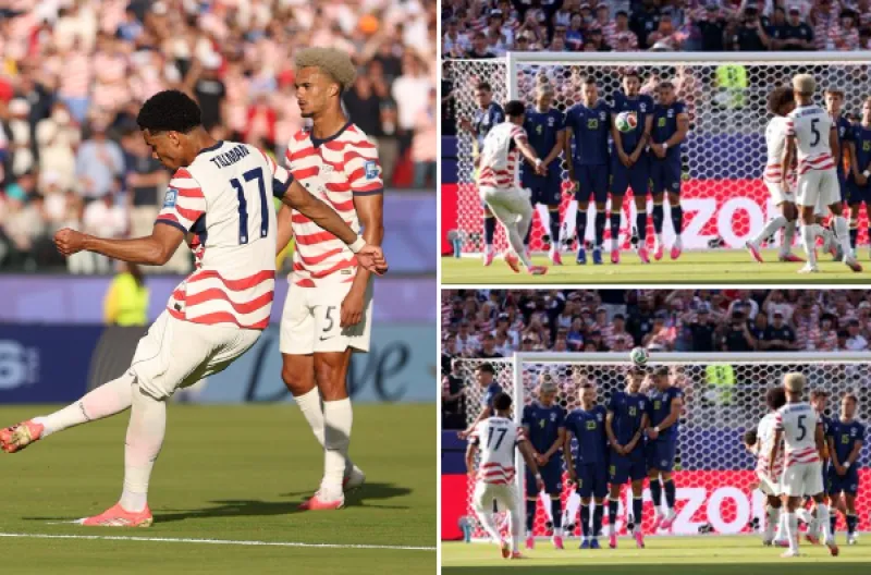 Tendangan bebas Malik Tillman membuat Amerika Serikat unggul 2-0 atas Bosnia-Herzegovina