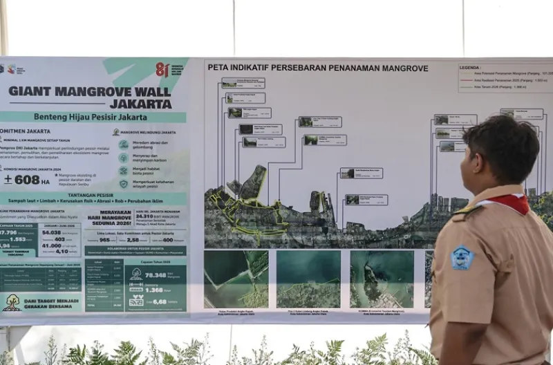 Kegiatan penanaman mangrove melibatkan sebanyak 350 peserta dari unsur pemerintah, perguruan tinggi, sekolah, dunia usaha, komunitas, dan masyarakat
