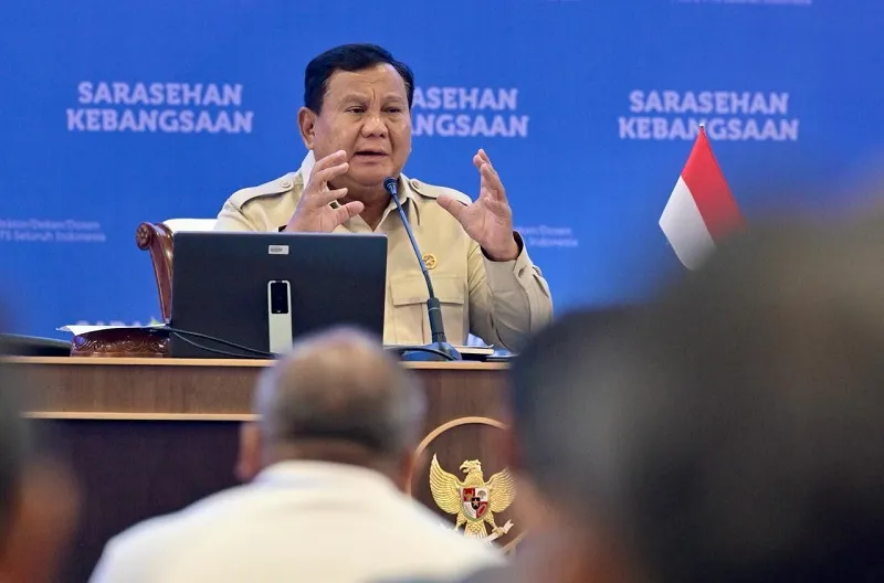 Presiden Prabowo Subianto pada penutupan Sarasehan Kebangsaan Konvensi Sains, Teknologi, dan Industri Indonesia (KSTI) Tahun 2026 yang digelar di Jakarta International Convention Center (JICC), Jakarta, pada Minggu, 28 Juni 2026