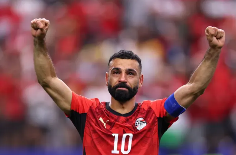 Mohamed Salah dari Mesir yang emosional merayakan kemenangan setelah pertandingan babak 32 besar Piala Dunia FIFA 2026 melawan Australia