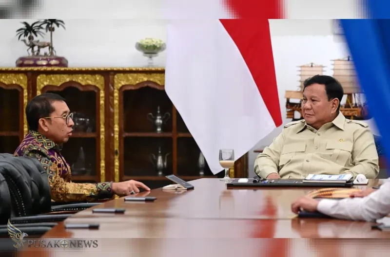 Presiden Prabowo Subianto menerima Menteri Kebudayaan Fadli Zon di Istana Merdeka, Jakarta, pada Senin malam, 12 Oktober 2026