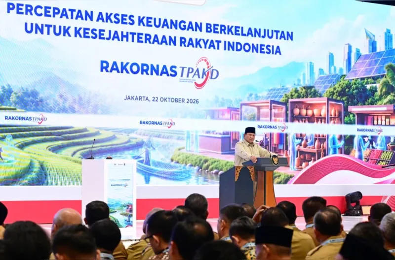 Presiden Prabowo Subianto secara resmi meluncurkan Dewan Nasional Kesejahteraan Keuangan (DNKK) saat menghadiri Rapat Koordinasi Nasional Tim Percepatan Akses Keuangan Daerah (Rakornas TPAKD) di JIEXPO Kemayoran, Jakarta, pada Kamis, 22 Oktober 2026