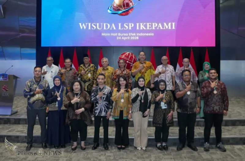 Penyelenggaraan Wisuda Perdana Lembaga Sertifikasi Profesi (LSP) IKEPAMI yang berlangsung di Main Hall BEI, Jumat 24/04/2026