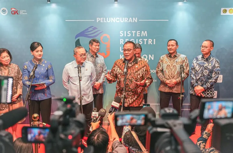 Acara peluncuran Sistem Registri Unit Karbon (SRUK) oleh Kementerian Lingkungan Hidup/Badan Pengendalian lingkungan Hidup (KLH/BPLH) di Djakarta Theatre, Jakarta, pada 9 Juli 2026.