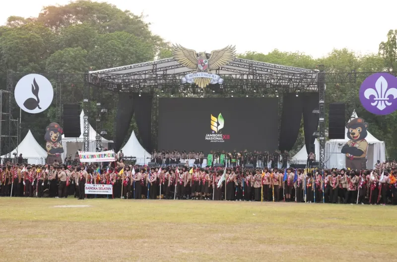 Peringatan Hari Pramuka ke-65 di Buperta Cibubur, Jakarta Timur, Jumat (14/8)