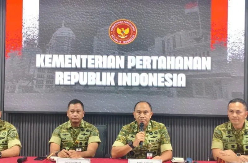 Foto Jumpa Pers Kemhan soal 5 Peserta SPPI Meninggal Dunia