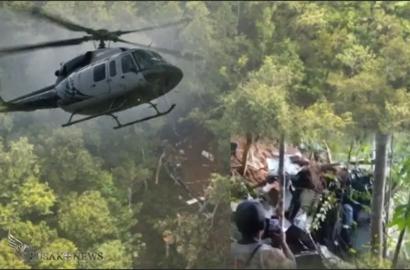 Evakuasi Helikopter Jatuh di Sekadau Terkendala Cuaca, Tim Darat Dikerahkan