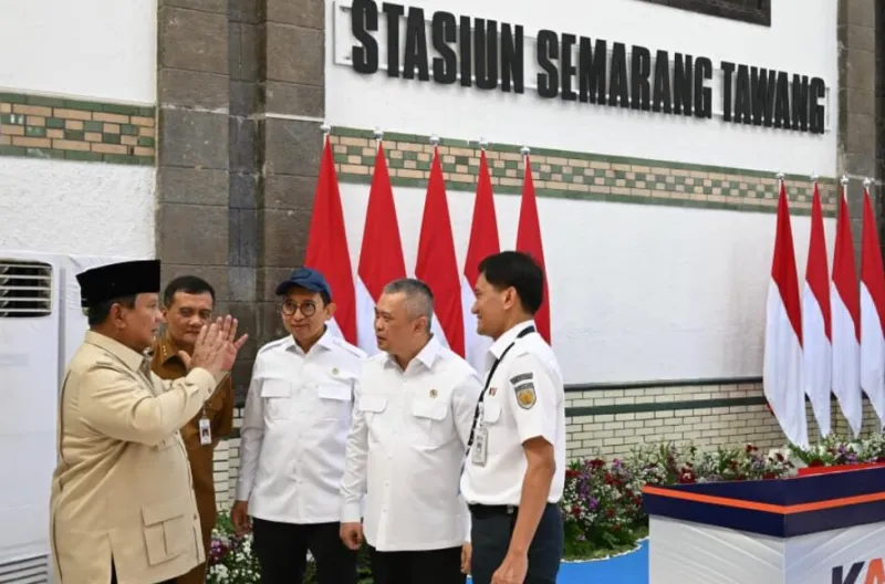 Presiden Prabowo dalam peresmian revitalisasi Stasiun Semarang Tawang, di Kota Semarang, Provinsi Jawa Tengah, pada Kamis, 30 Juli 2026.