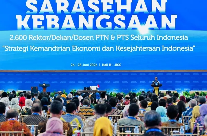 Acara Penutupan Sarasehan Kebangsaan Konvensi Sains, Teknologi, dan Industri Indonesia (KSTI) Tahun 2026 yang digelar di Jakarta International Convention Center (JICC), Jakarta, pada Minggu, 28 Juni 2026.