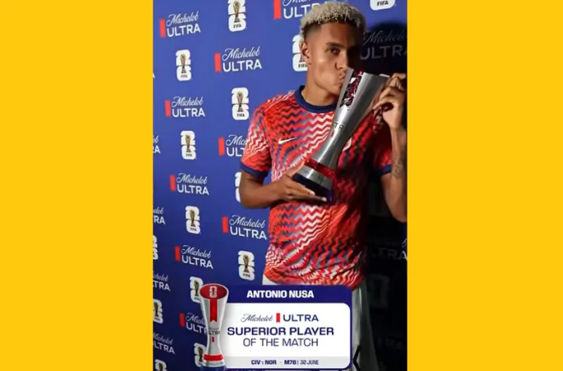 Pemain Terbaik Pertandingan Michelob Ultra Superior, Antonio Nusa (Norwegia)