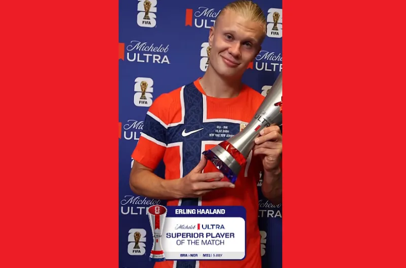 Pemain Terbaik Pertandingan Michelob Ultra Superior, Erling Haaland (Norwegia)