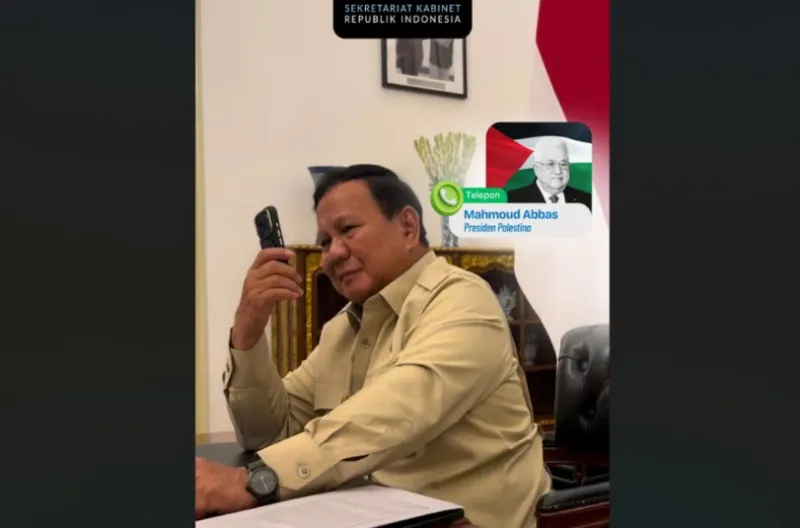 Presiden Prabowo Subianto menerima sambungan telepon dari Presiden Palestina, Mahmoud Abbas, di Jakarta pada Senin malam, 15 Juni 2026