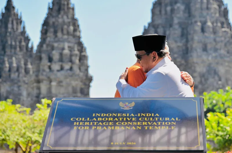 Prabowo dan PM Modi Perkuat Persahabatan Indonesia–India Lewat Konservasi Candi Prambanan