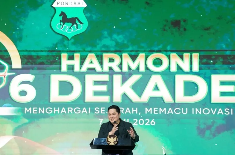 Menteri Pemuda dan Olahraga, Erick Thohir memberikan sambutan