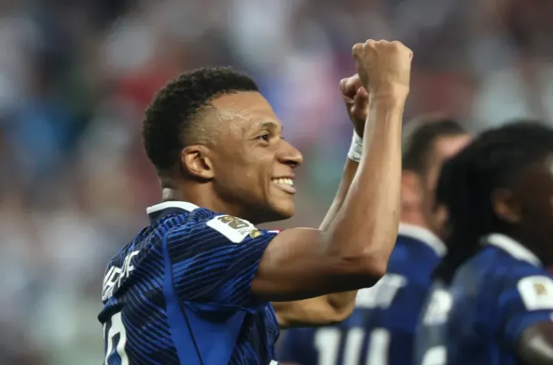 Kylian Mbappe dari Prancis merayakan gol kedua timnya selama pertandingan sepak bola Grup I Piala Dunia 2026
