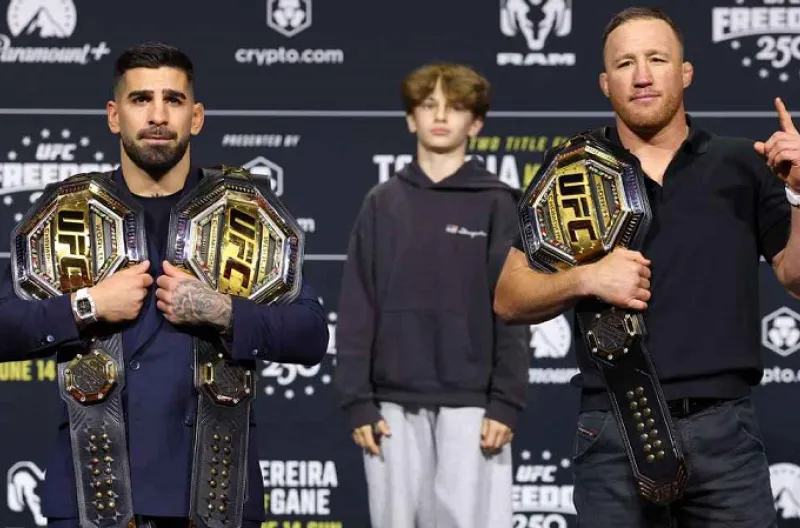 Ilia Topuria (kiri) dan Justin Gaethje (kanan) bukanlah orang asing dalam pertarungan perebutan gelar juara. Di UFC Freedom 250, salah satu dari mereka akan pulang dengan gelar juara kelas ringan tak terbantahkan.