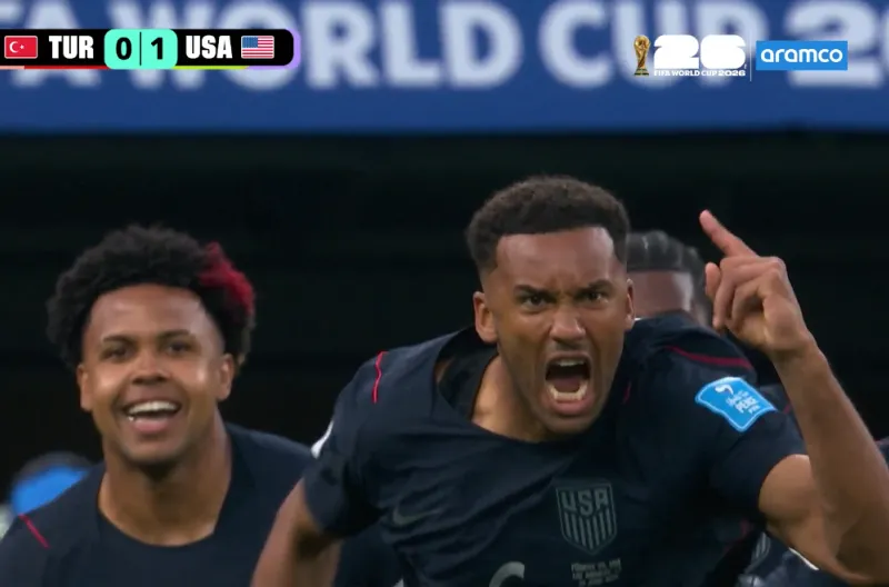 Auston Trusty mencetak gol pada menit ketiga  melawan Turki
