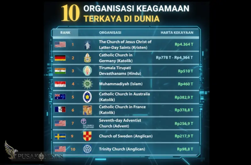 10 Organisasi Keagamaan dengan Estimasi Aset Terbesar
©PusakoNews.com/red