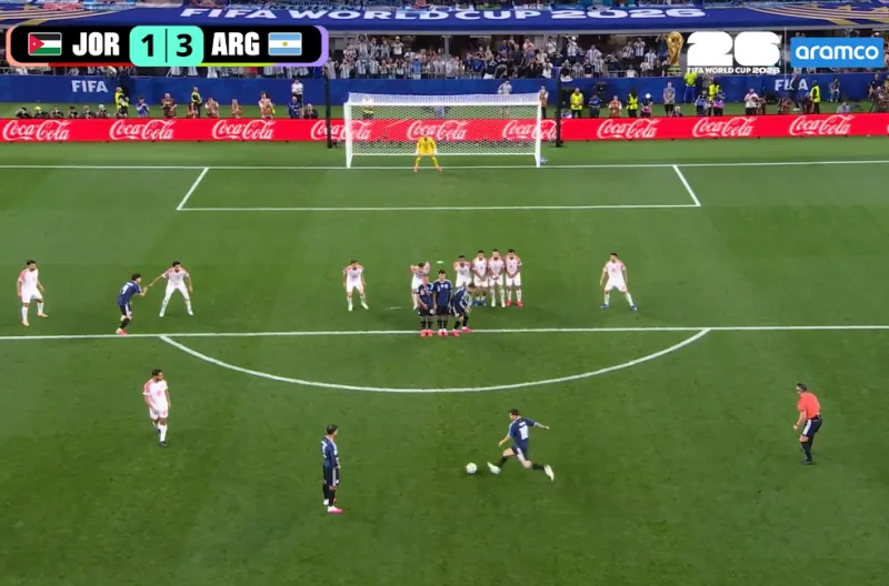 Gol indah Messi  melalui tendangan bebas yang meluncur deras ke gawang Yordania, sekaligus memastikan kemenangan Argentina dengan skor akhir 3-1.