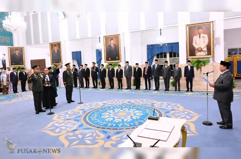 Presiden Prabowo Subianto melantik Jenderal TNI Maruli Simanjuntak sebagai Wakil Panglima TNI merangkap Kepala Badan Nasional Pengelola Perbatasan dan Daerah Terpencil di Istana Negara, Jakarta, pada Kamis, 15 Oktober 2026.